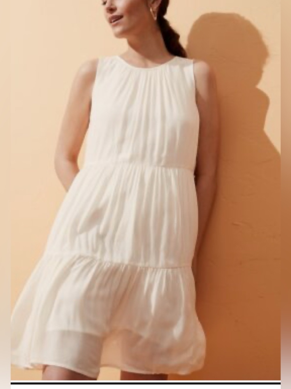 Banana Republic Tiered Mini Dress White Sz M